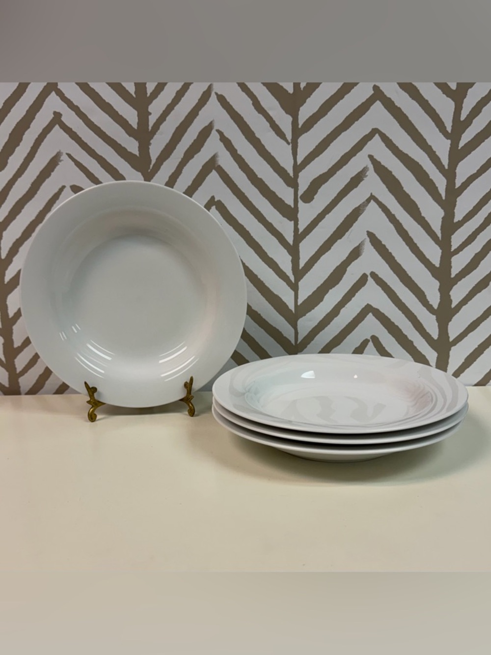 Crate & Barrel White Porcelain Low Bowls Set of 4